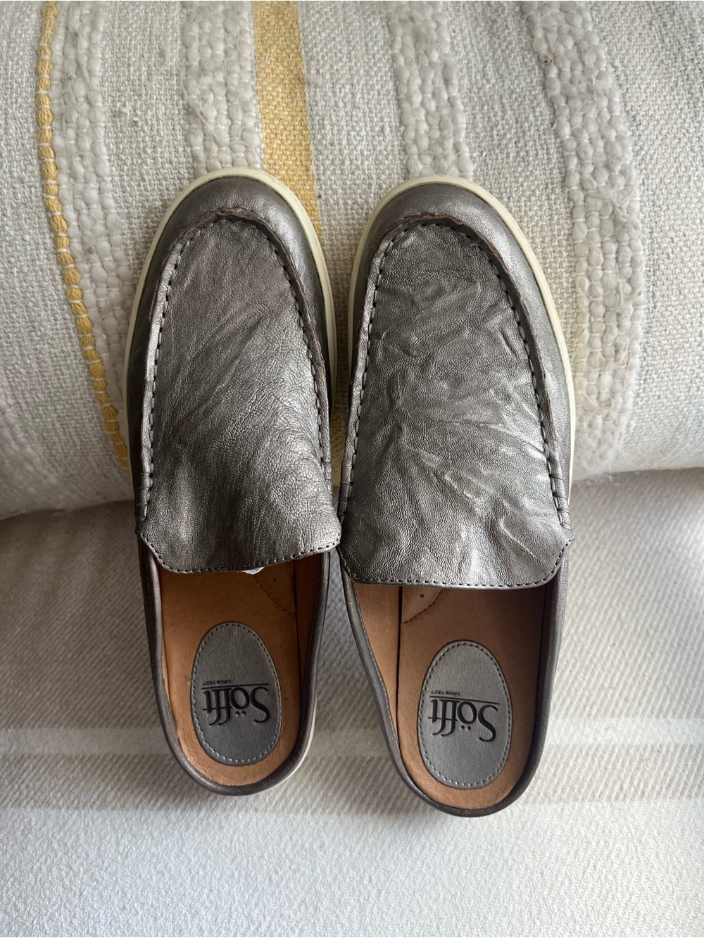 Sofft Metallic Pewter Slip-On Loafers